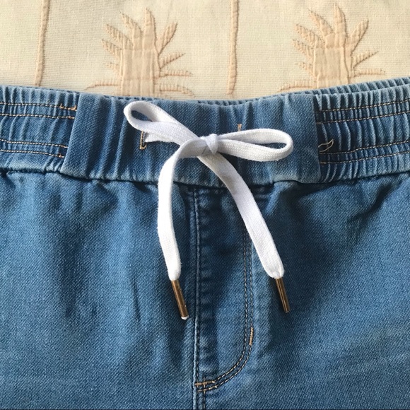 Jeanswest Luxe Lounge Sz 10 Denim Blue Casual Pockets Drawstring Shorts Summer - Picture 3 of 8